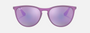 Ray-Ban Junior Erika Kids RJ9060S 70084V phantos sunglasses for kids in full rim injected, with matte violet fluo frame, and grey /violet lenses. 50mm in lens size, 15mm in bridge size, and 130mm in temple length.