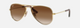 Ray-Ban Junior Aviator Kids RJ9506S 223/13 pilot sunglasses for kids in full rim metal, with polished arista gold frame, and brown lenses. 52mm in lens size, 14mm in bridge size, and 125mm in temple length.