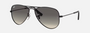 Ray-Ban Junior Aviator Kids RJ9506S 220/11 pilot sunglasses for kids in full rim metal, with polished black frame, and grey gradient lenses. 52mm in lens size, 14mm in bridge size, and 125mm in temple length.