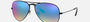 Ray-Ban Aviator Flash Lenses Gradient RB3025 002/4O aviator sunglasses for unisex in full rim metal, with black frame, and blue flash lenses. 55mm in lens size, 14mm in bridge size, and 145mm in temple length.
