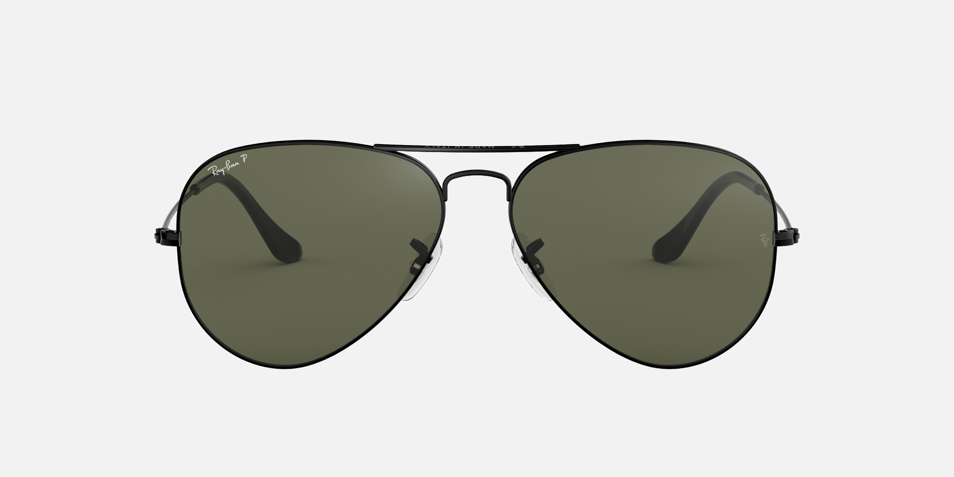 Ray-Ban Aviator Classic RB3025 002/58 aviator sunglasses for unisex in full rim metal, with black frame, and green lenses. 62mm in lens size, 14mm in bridge size, and 145mm in temple length.