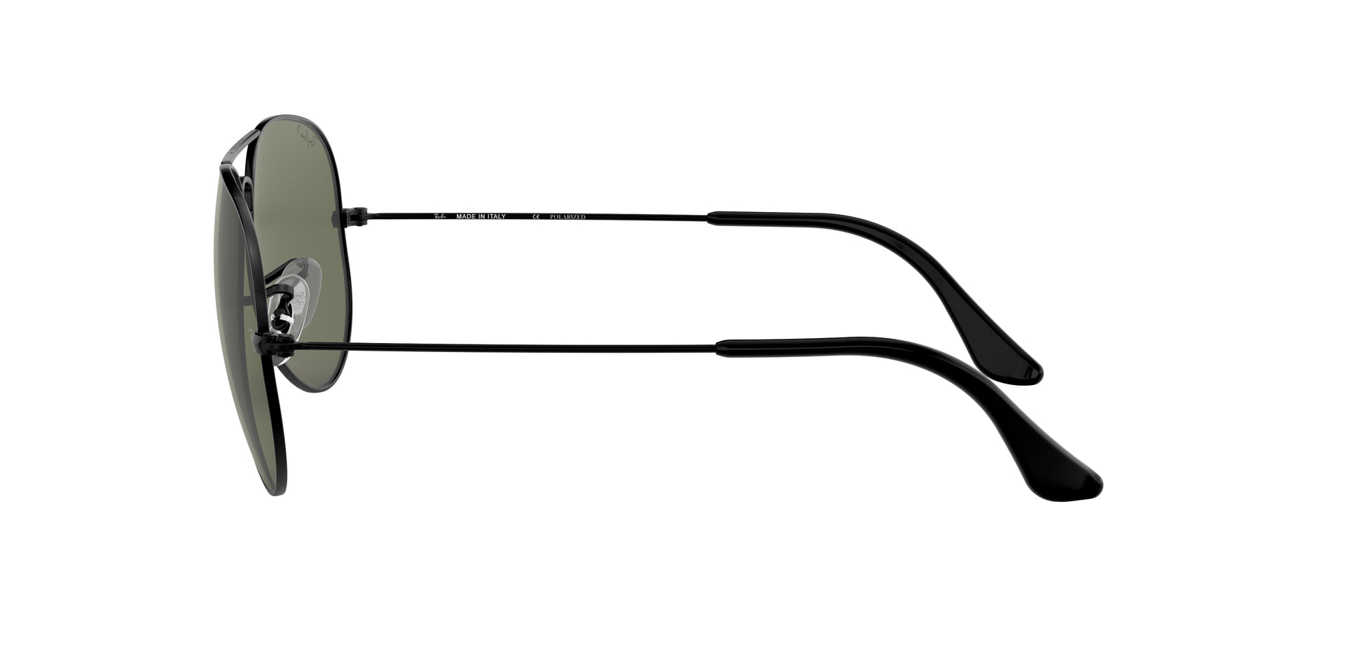 Ray-Ban Aviator Classic RB3025 002/58 aviator sunglasses for unisex in full rim metal, with black frame, and green lenses. 62mm in lens size, 14mm in bridge size, and 145mm in temple length.