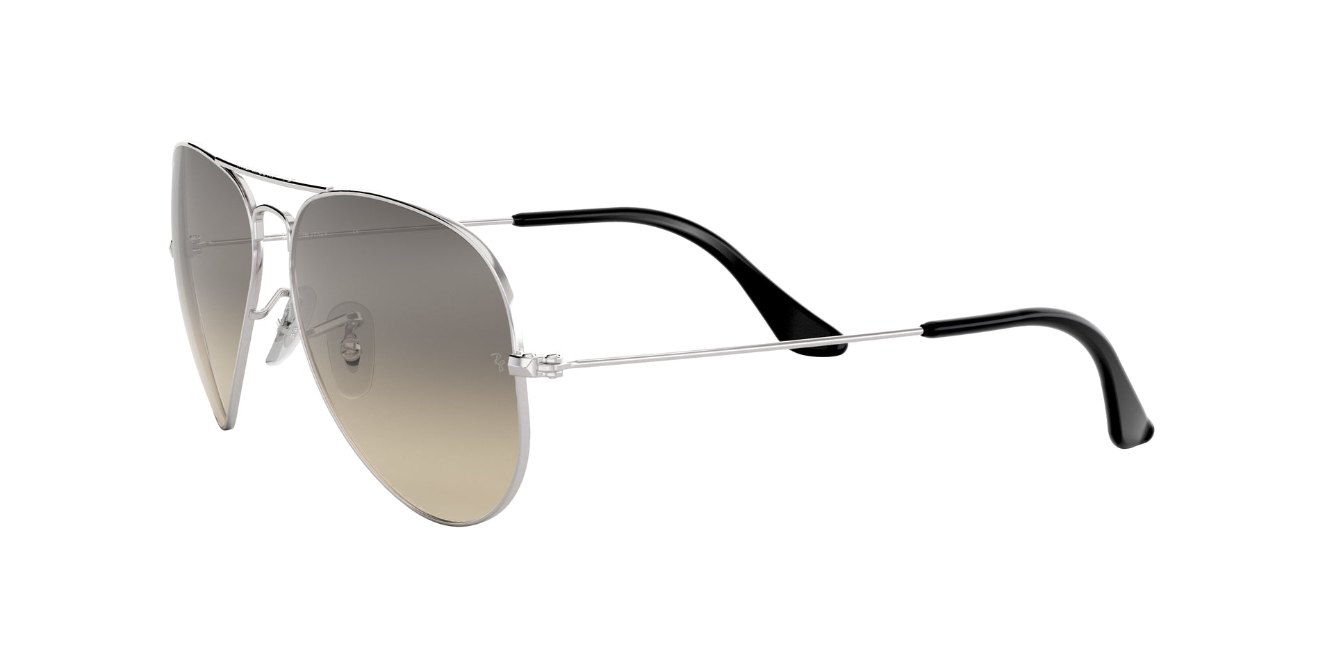 Ray-Ban Aviator Gradient RB3025 003/32 aviator sunglasses for unisex in full rim metal, with silver frame, and grey gradient lenses. 62mm in lens size, 14mm in bridge size, and 140mm in temple length.