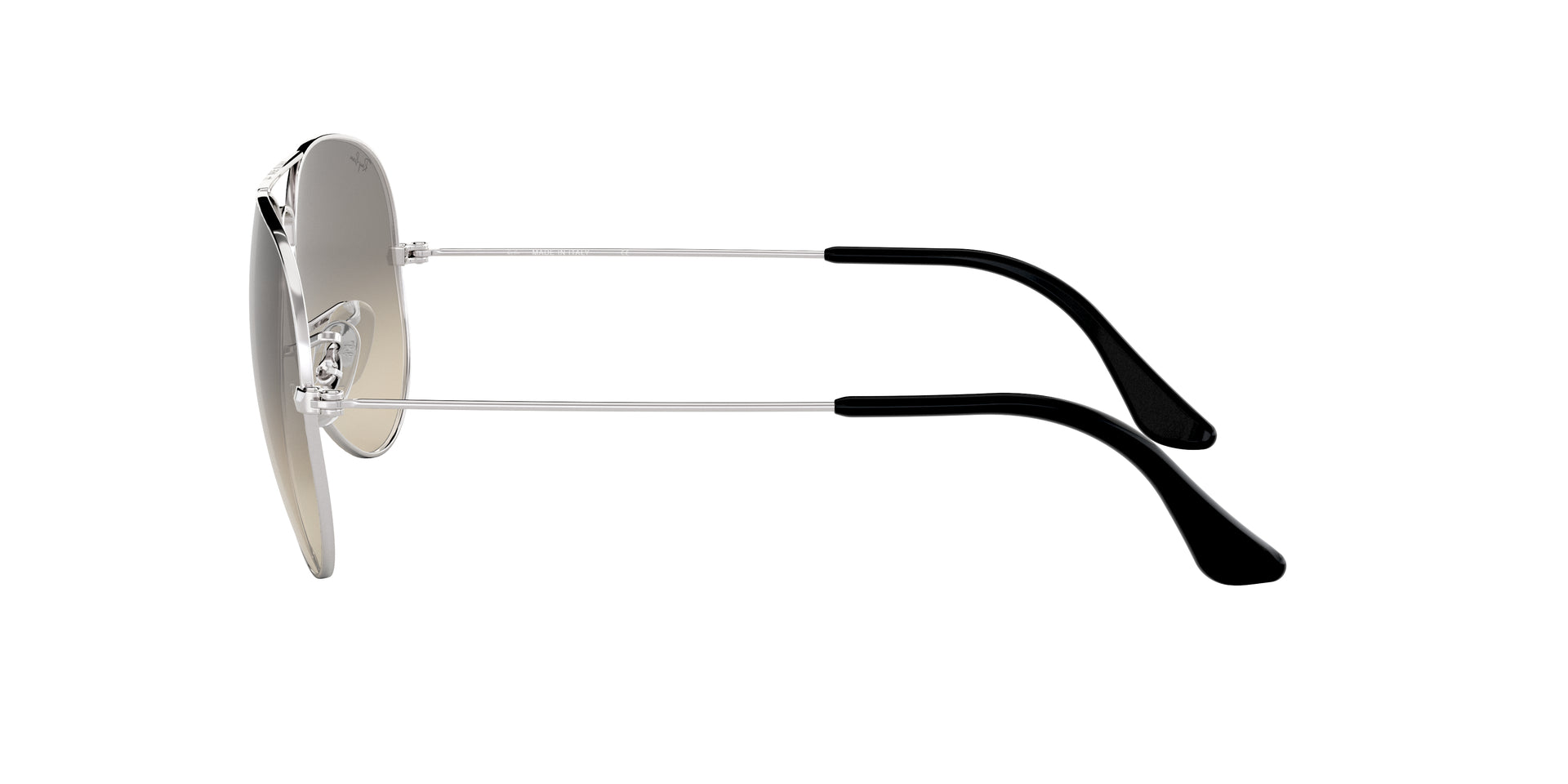Ray-Ban Aviator Gradient RB3025 003/32 aviator sunglasses for unisex in full rim metal, with silver frame, and grey gradient lenses. 62mm in lens size, 14mm in bridge size, and 140mm in temple length.