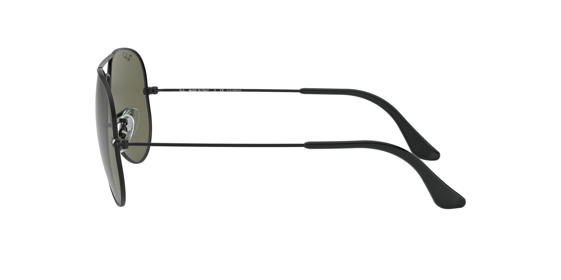 Ray-Ban Aviator Classic RB3025 W3361 aviator sunglasses for unisex in full rim metal, with matte black frame, and g-15 green lenses. 58mm in lens size, 14mm in bridge size, and 135mm in temple length.