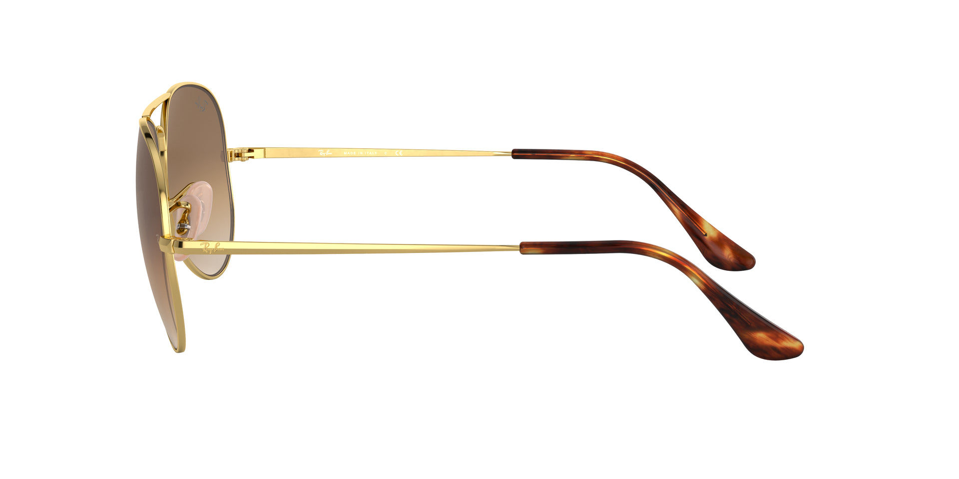 Ray-Ban Aviator Metal II RB3689 914751 aviator sunglasses for unisex in full rim metal, with gold frame, and light brown gradient lenses. 58mm in lens size, 14mm in bridge size, and 140mm in temple length.