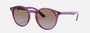 Ray-Ban Junior RJ9064S 706468 phantos sunglasses for kids in full rim injected, with polished transparent fuxia frame, and violet gradient brown lenses. 44mm in lens size, 19mm in bridge size, and 130mm in temple length.