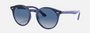 Ray-Ban Junior RJ9064S 70624L phantos sunglasses for kids in full rim injected, with polished transparent blue frame, and light grey gradient dark blue
  lenses. 44mm in lens size, 19mm in bridge size, and 130mm in temple length.