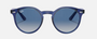 Ray-Ban Junior RJ9064S 70624L phantos sunglasses for kids in full rim injected, with polished transparent blue frame, and light grey gradient dark blue
  lenses. 44mm in lens size, 19mm in bridge size, and 130mm in temple length.