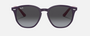Ray-Ban Junior RJ9070S 70218G irregular sunglasses for kids in full rim injected, with polished violet frame, and grey gradient lenses. 46mm in lens size, 16mm in bridge size, and 130mm in temple length.