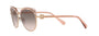 Bvlgari BV6164B 20143B aviator sunglasses for women in full rim metal, with pink gold/transparent pink frame, and pink gradient grey lenses. 57mm in lens size, 15mm in bridge size, and 140mm in temple length.