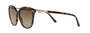 Bvlgari BV8235 504/T5 cat-eye sunglasses for women in full rim plastic, with havana frame, and brown gradient lenses. 55mm in lens size, 17mm in bridge size, and 140mm in temple length.