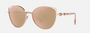 Bvlgari BV6168 20144Z cat-eye sunglasses for women in semi-rimless metal, with pink gold frame, and rose gold lenses. 57mm in lens size, 17mm in bridge size, and 140mm in temple length.