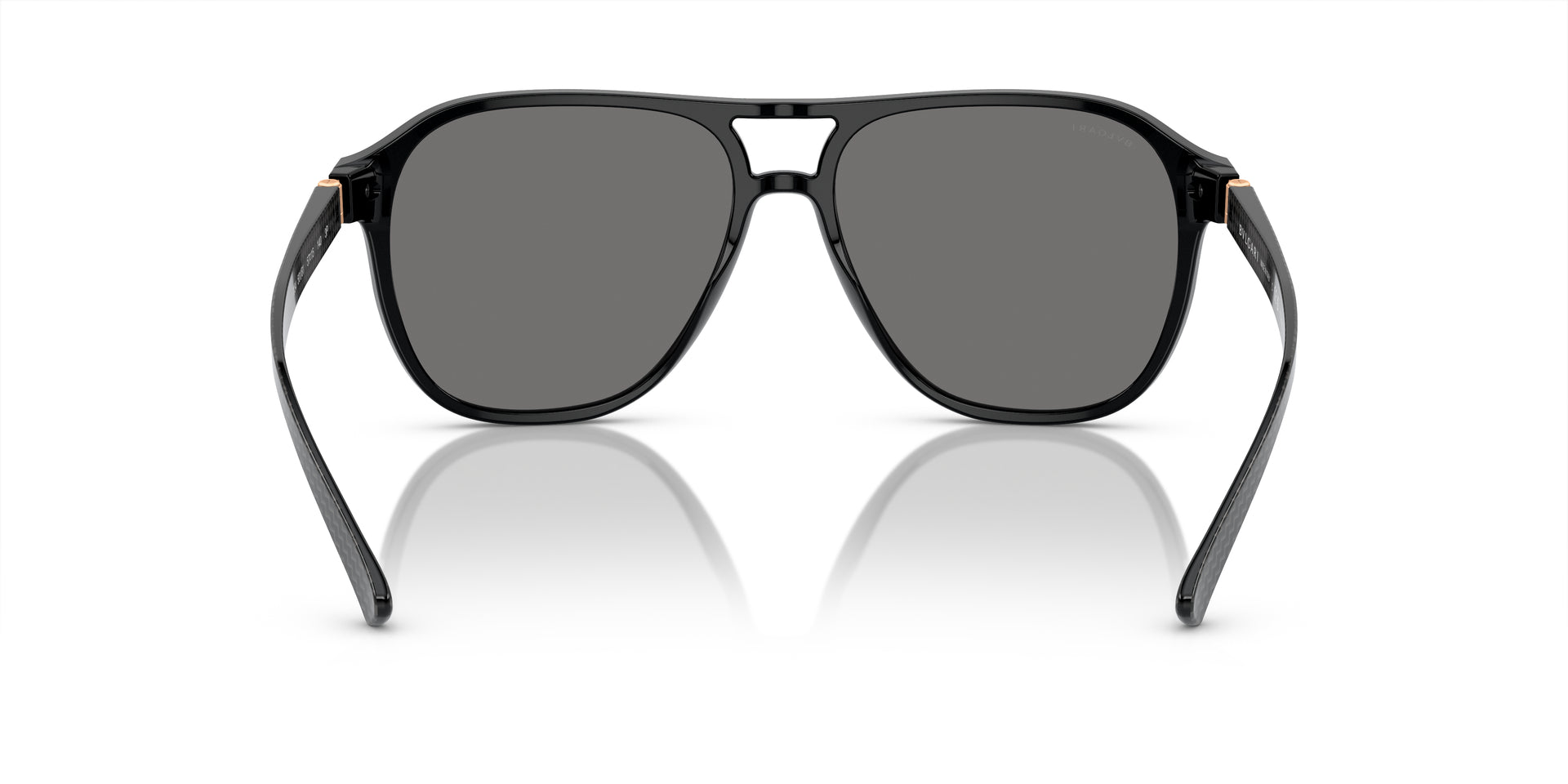 Bvlgari BV7034 501/81 aviator sunglasses for men in full rim plastic, with black frame, and gradient grey lenses. 57mm in lens size, 15mm in bridge size, and 140mm in temple length.