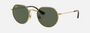 Ray-Ban Junior Jack Kids RJ9565S 223/71 irregular sunglasses for kids in full rim metal, with polished arista gold frame, and green lenses. 47mm in lens size, 19mm in bridge size, and 130mm in temple length.