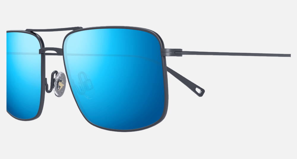 Maui Jim Aeko 03 aviator sunglasses for unisex in full rim metal, with dove grey frame, and blue hawaii lenses. 55mm in lens size, 16mm in bridge size, and 140mm in temple length.