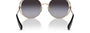 Bvlgari BV6181B 20148G round sunglasses for women in semi-rimless metal, with pink gold frame, and grey gradient lenses. 57mm in lens size, 20mm in bridge size, and 140mm in temple length.