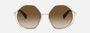 Bvlgari BV6144KB 204113 oversized sunglasses for women in semi-rimless metal, with pale gold plated frame, and gradient brown lenses. 55mm in lens size, 17mm in bridge size, and 140mm in temple length.