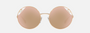 Bvlgari BV6159 20144Z round sunglasses for women in full rim metal, with gold frame, and rose gold lenses. 54mm in lens size, 20mm in bridge size, and 140mm in temple length.