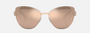 Bvlgari BV6182B 20140W butterfly sunglasses for women in semi-rimless metal, with pink gold frame, and rose gold lenses. 60mm in lens size, 15mm in bridge size, and 140mm in temple length.