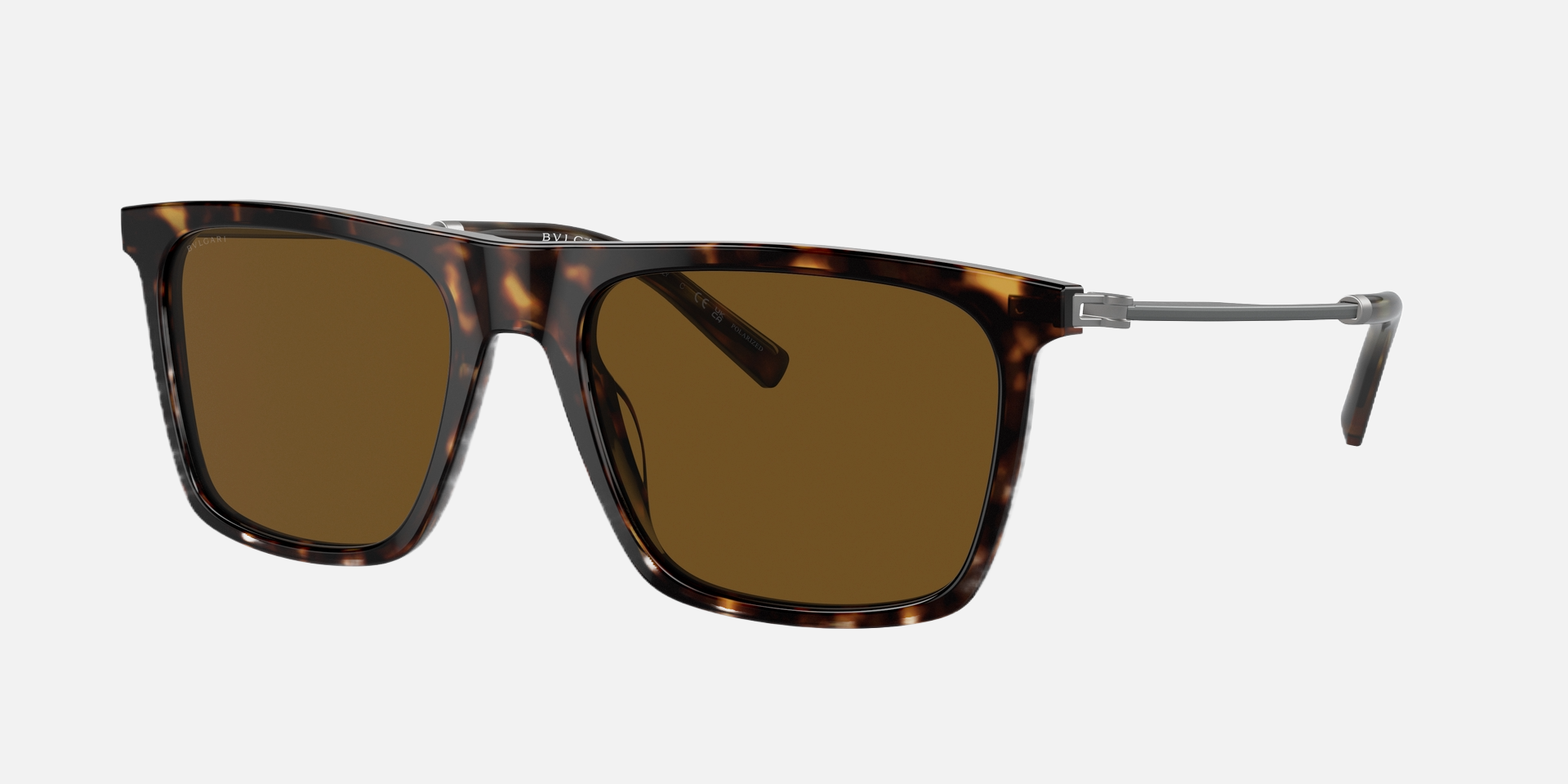 Bvlgari BV7039 504/AN square sunglasses for men in full rim plastic, with havana frame, and brown lenses. 56mm in lens size, 19mm in bridge size, and 145mm in temple length.