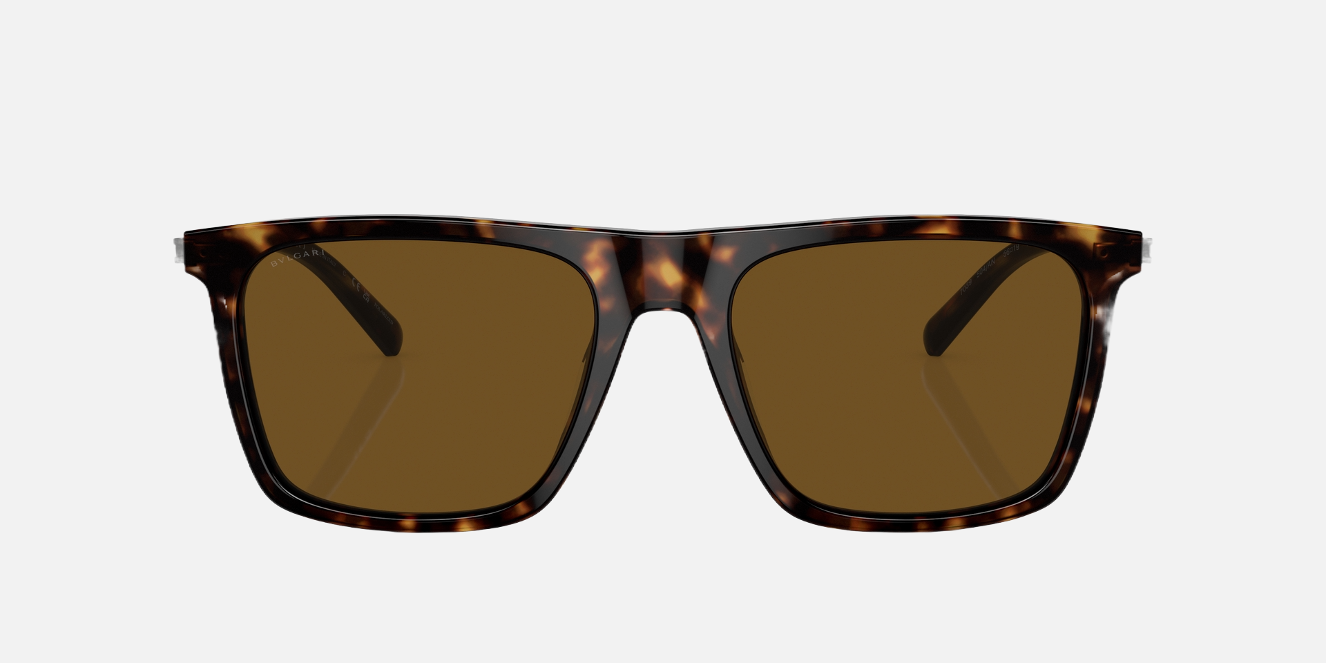 Bvlgari BV7039 504/AN square sunglasses for men in full rim plastic, with havana frame, and brown lenses. 56mm in lens size, 19mm in bridge size, and 145mm in temple length.