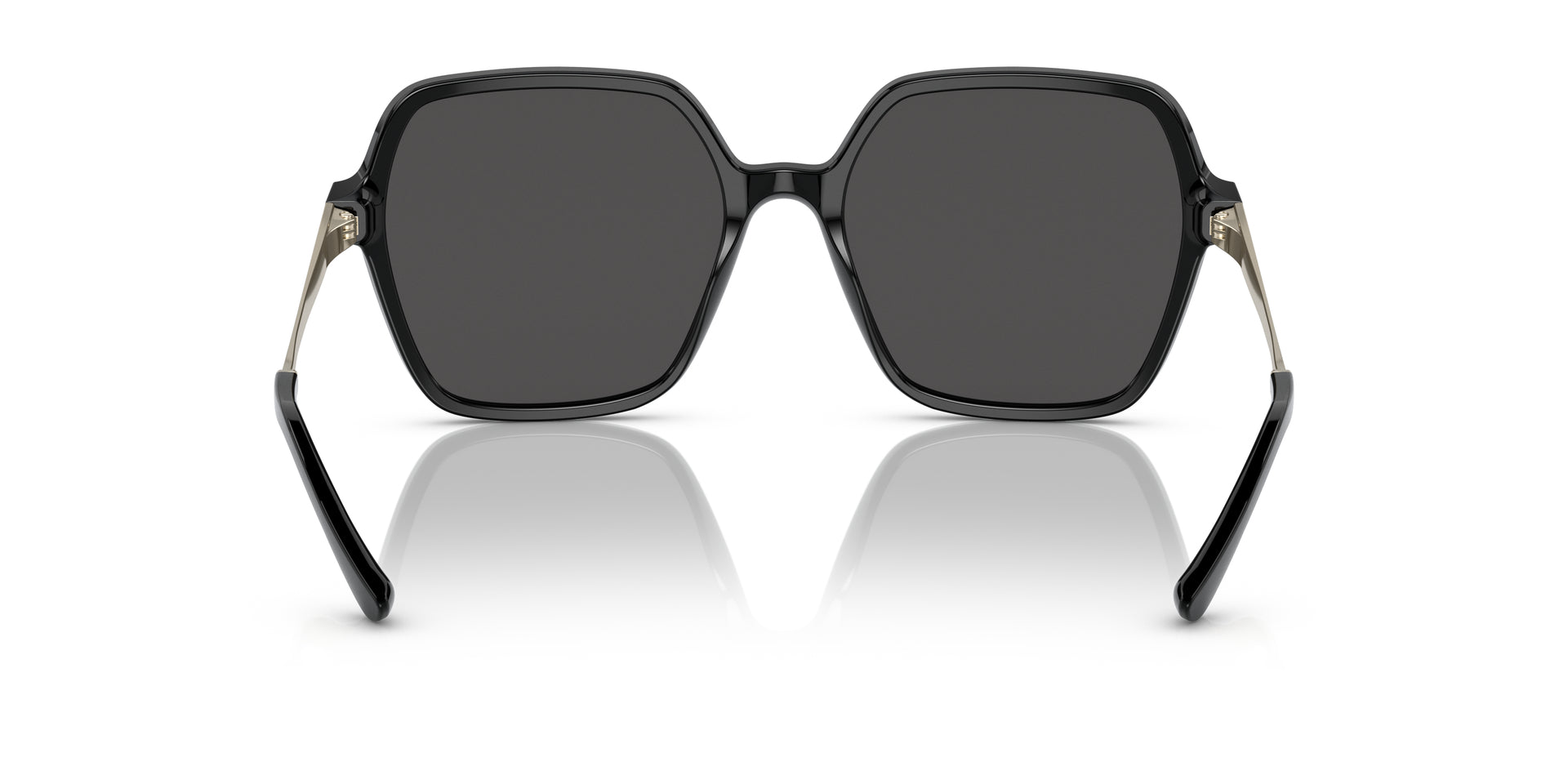 Bvlgari BV8252 501/87 irregular sunglasses for women in full rim plastic, with black frame, and dark grey lenses. 56mm in lens size, 18mm in bridge size, and 140mm in temple length.