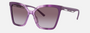 Bvlgari BV8253 55088H butterfly sunglasses for women in full rim plastic, with amethyst opal gradient striped frame, and violet gradient lenses. 56mm in lens size, 17mm in bridge size, and 145mm in temple length.
