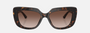 Bvlgari BV8261 504/13 rectangular sunglasses for women in full rim plastic, with havana frame, and brown gradient lenses. 55mm in lens size, 17mm in bridge size, and 140mm in temple length.