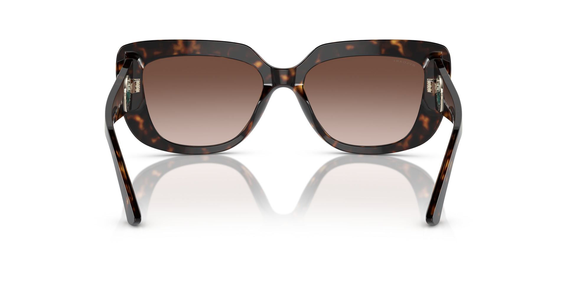 Bvlgari BV8261 504/13 rectangular sunglasses for women in full rim plastic, with havana frame, and brown gradient lenses. 55mm in lens size, 17mm in bridge size, and 140mm in temple length.