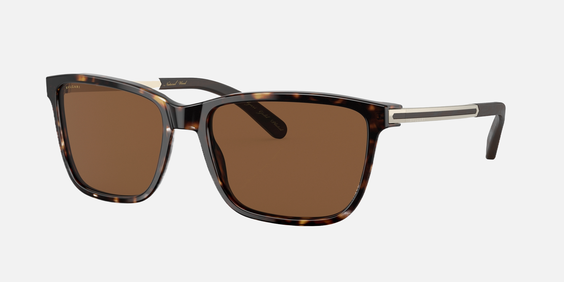 Bvlgari BV7037K 504/AN rectangular sunglasses for men in full rim plastic, with havana frame, and brown lenses. 59mm in lens size, 18mm in bridge size, and 145mm in temple length.