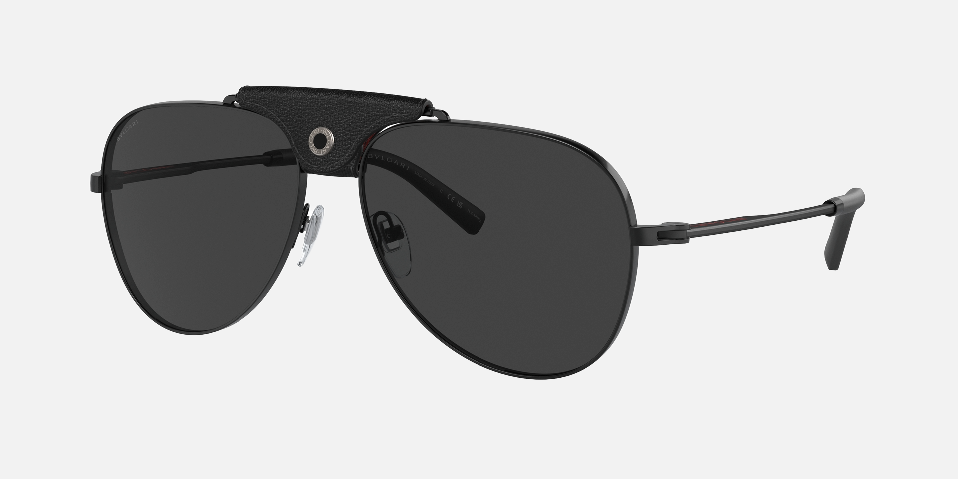 Bvlgari BV5061Q 128/48 aviator sunglasses for men in full rim metal, with matte black frame, and black lenses. 60mm in lens size, 15mm in bridge size, and 145mm in temple length.