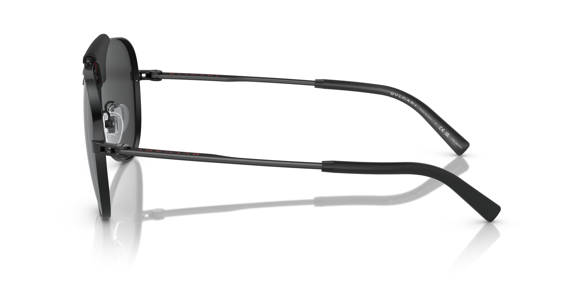 Bvlgari BV5061Q 128/48 aviator sunglasses for men in full rim metal, with matte black frame, and black lenses. 60mm in lens size, 15mm in bridge size, and 145mm in temple length.