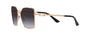 Bvlgari BV6175 20148G irregular sunglasses for women in full rim metal, with pink gold frame, and grey gradient lenses. 56mm in lens size, 16mm in bridge size, and 140mm in temple length.