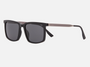 Blancia Milano BC 1300 C1 square sunglasses for men in full rim plastic, with black frame, and grey lenses. 56mm in lens size, 18mm in bridge size, and 148mm in temple length.