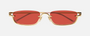 Gucci GG1278S 003 rectangular sunglasses for unisex in semi-rimless metal, with gold frame, and red lenses. 55mm in lens size, 19mm in bridge size, and 140mm in temple length.
