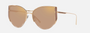 Bvlgari BV6170 20145A butterfly sunglasses for women in semi-rimless metal, with pink gold frame, and light brown mirrored flash gold lenses. 55mm in lens size, 17mm in bridge size, and 140mm in temple length.