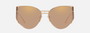Bvlgari BV6170 20145A butterfly sunglasses for women in semi-rimless metal, with pink gold frame, and light brown mirrored flash gold lenses. 55mm in lens size, 17mm in bridge size, and 140mm in temple length.