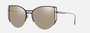 Bvlgari BV6170 20660V butterfly sunglasses for women in semi-rimless metal, with black frame, and white gold lenses. 55mm in lens size, 17mm in bridge size, and 140mm in temple length.