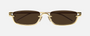 Gucci GG1278S 001 rectangular sunglasses for unisex in semi-rimless metal, with gold frame, and brown lenses. 55mm in lens size, 19mm in bridge size, and 140mm in temple length.