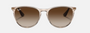 Ray-Ban Junior Erika Kids RJ9060S 710813 phantos sunglasses for kids in full rim injected, with transparent light brown frame, and gradient brown lenses. 50mm in lens size, 15mm in bridge size, and 130mm in temple length.