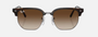 Ray-Ban Junior New Clubmaster RJ9116S 152/13 irregular sunglasses for kids in full rim injected, with polished havana on gunmetal frame, and brown lenses. 47mm in lens size, 17mm in bridge size, and 125mm in temple length.