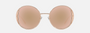 Bvlgari BV6169 20140W round sunglasses for women in full rim metal, with pink gold frame, and rose gold lenses. 53mm in lens size, 20mm in bridge size, and 140mm in temple length.