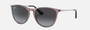 Ray-Ban Junior Erika Kids RJ9060S 71078G phantos sunglasses for kids in full rim injected, with polished transparent violet frame, and grey gradient lenses. 50mm in lens size, 15mm in bridge size, and 130mm in temple length.