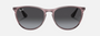 Ray-Ban Junior Erika Kids RJ9060S 71078G phantos sunglasses for kids in full rim injected, with polished transparent violet frame, and grey gradient lenses. 50mm in lens size, 15mm in bridge size, and 130mm in temple length.