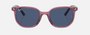 Ray-Ban Junior Elliot Kids RJ9097S 711280 irregular sunglasses for kids in full rim nylon, with transparent pink frame, and dark blue lenses. 46mm in lens size, 16mm in bridge size, and 130mm in temple length.