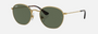 Ray-Ban Junior Rob Kids RJ9572S 223/71 irregular sunglasses for kids in full rim metal, with polished arista gold frame, and green lenses. 48mm in lens size, 19mm in bridge size, and 130mm in temple length.