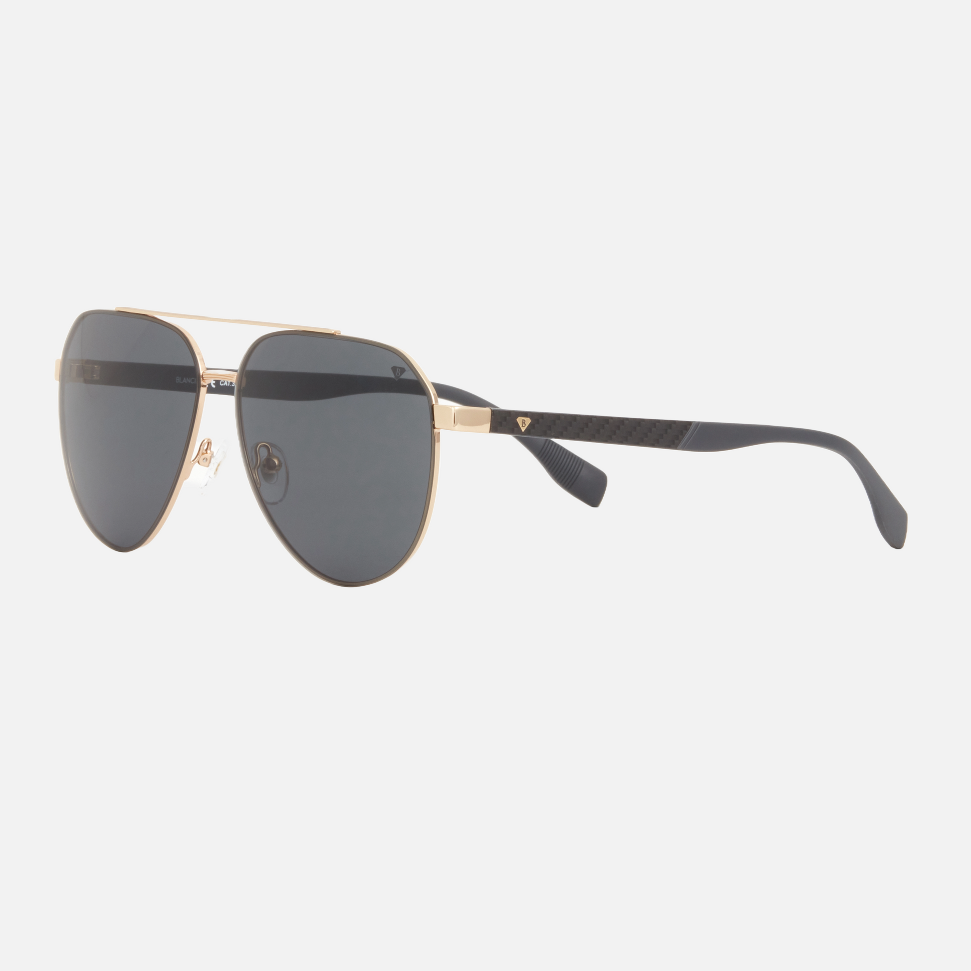 Blancia Milano BC 1320 C1 pilot sunglasses for men in full rim metal, with gold frame, and grey lenses. 60mm in lens size, 13mm in bridge size, and 147mm in temple length.