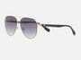 Blancia Milano BC 1320 C3 pilot sunglasses for men in full rim metal, with silver frame, and gradient grey lenses. 60mm in lens size, 13mm in bridge size, and 147mm in temple length.