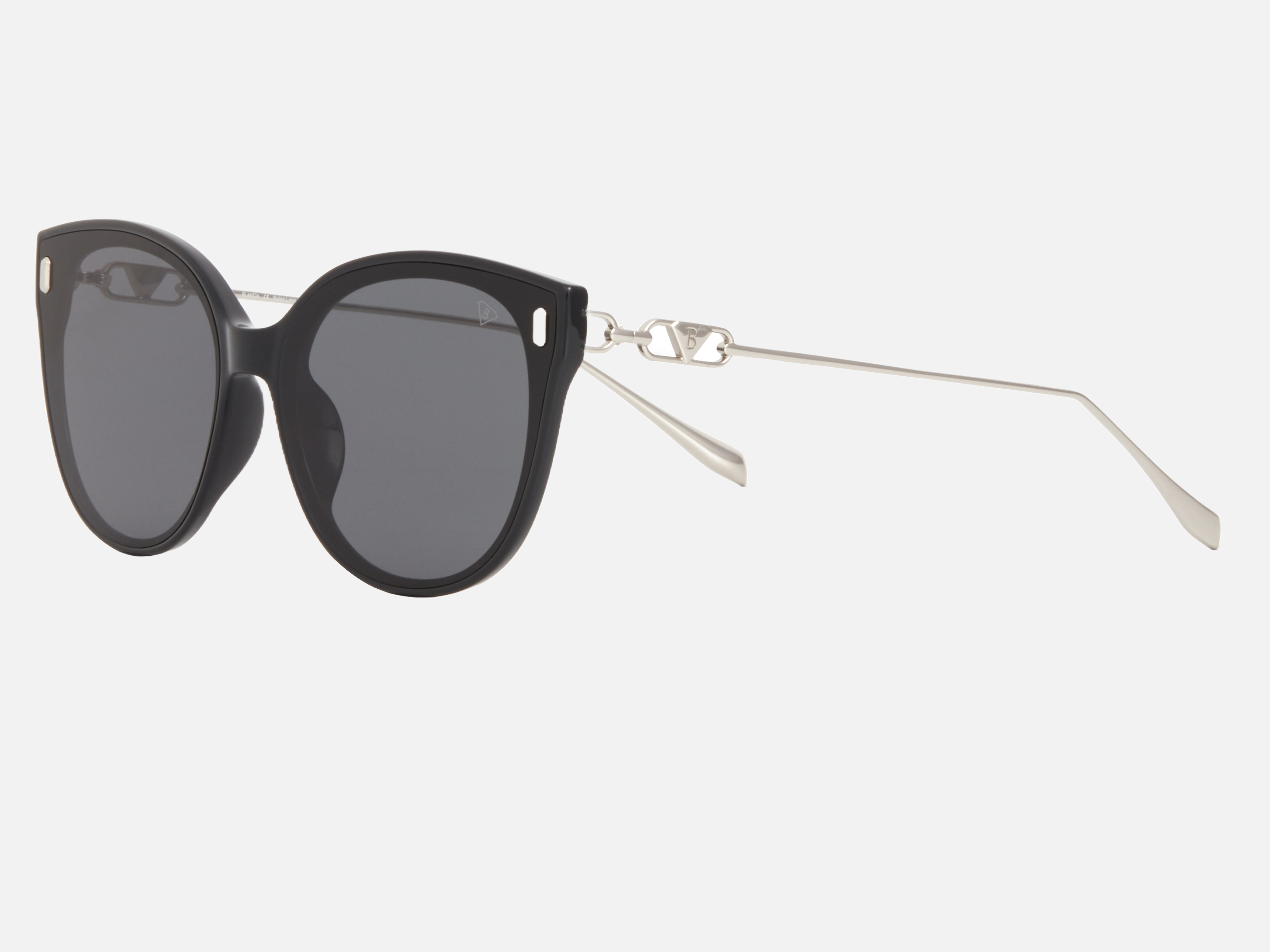 Blancia Milano BC 1306 C2 cat-eye sunglasses for women in full rim plastic, with black frame, and grey lenses. 61mm in lens size, 15mm in bridge size, and 148mm in temple length.